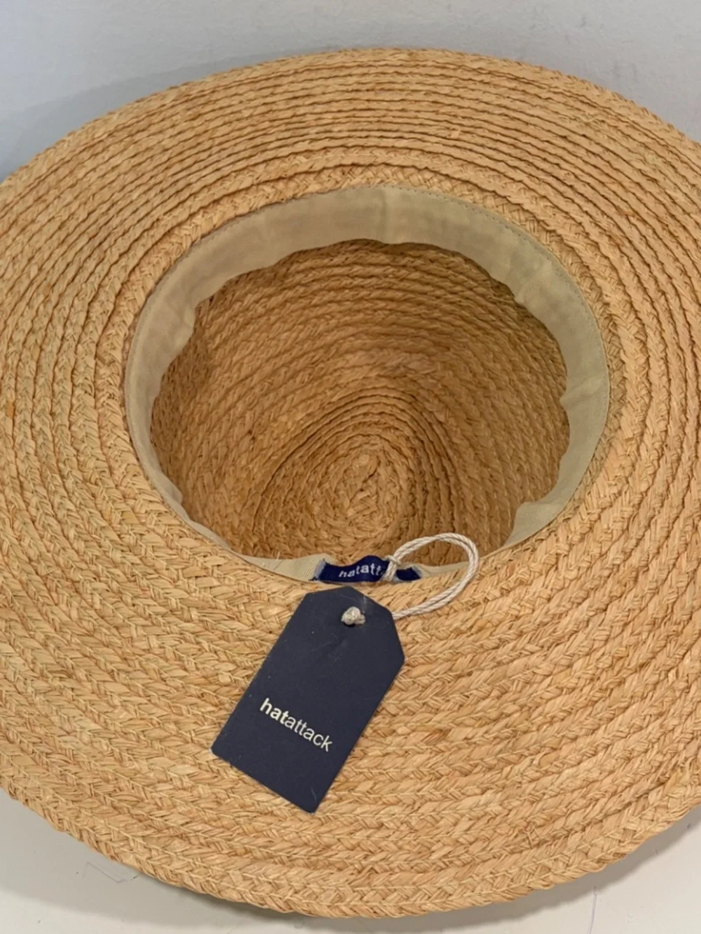 HatAttack Classic Travel Sun Hat Tightly Woven Straw Gold Ribbon Accent NWT T th